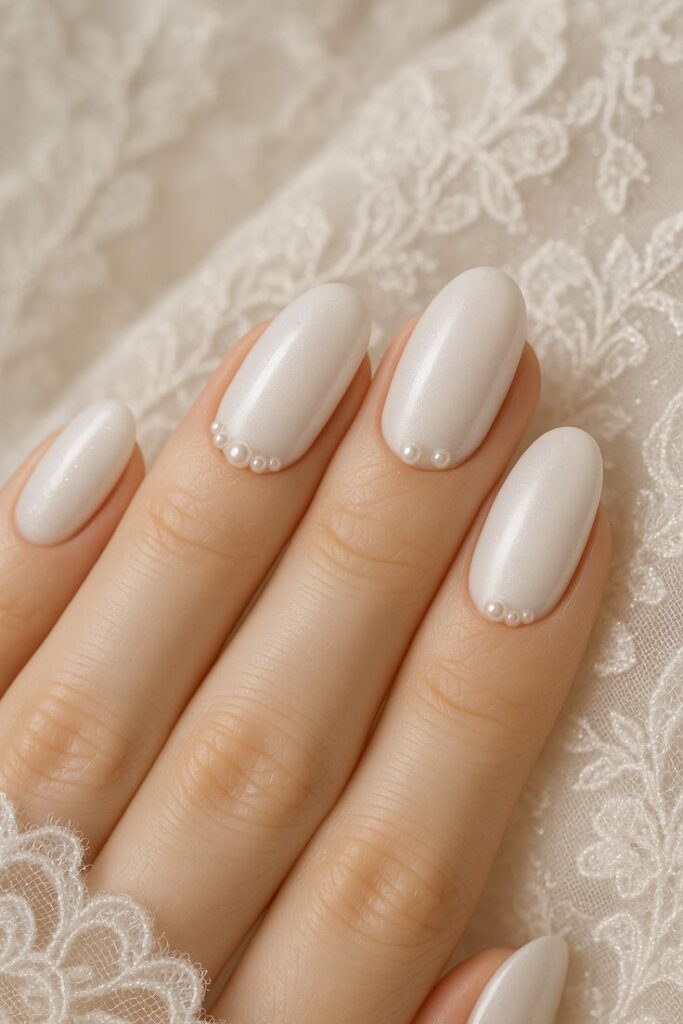 Pearl Accent Short Nails