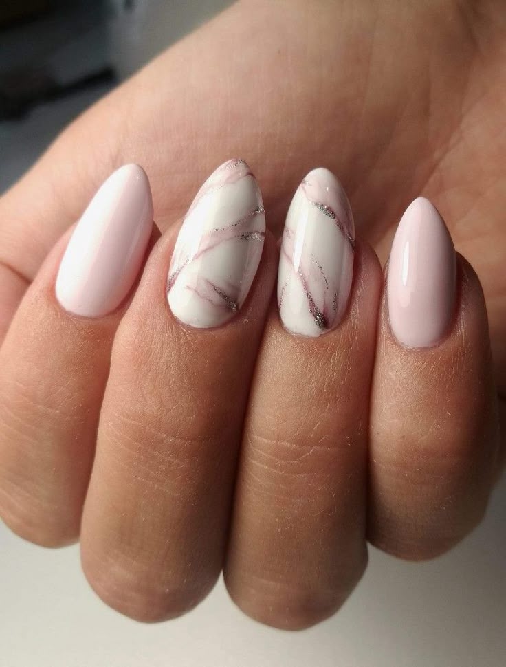 Blush Marble Winter Nails