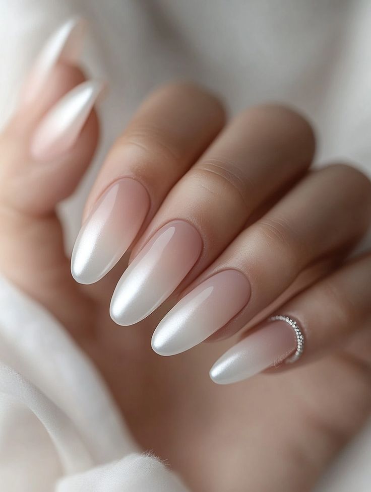 Icy Pearl Ombre Nails