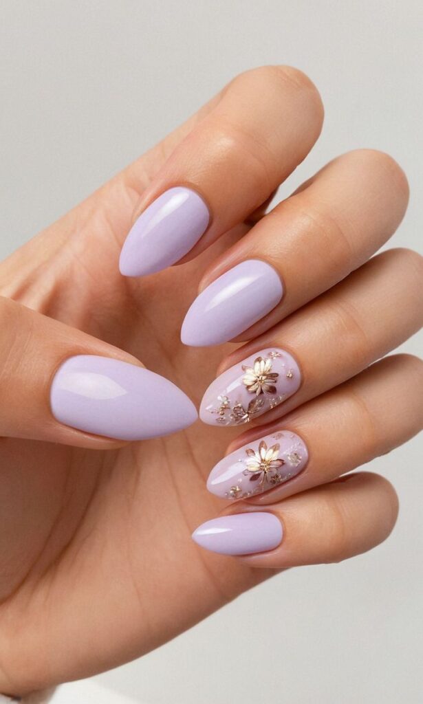 Lavender Botanical Almond Nails