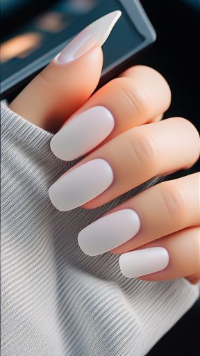 White Matte Finish Nails