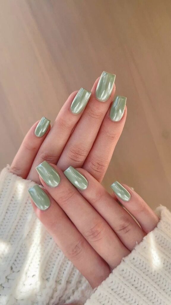 Sage Green Short Nails