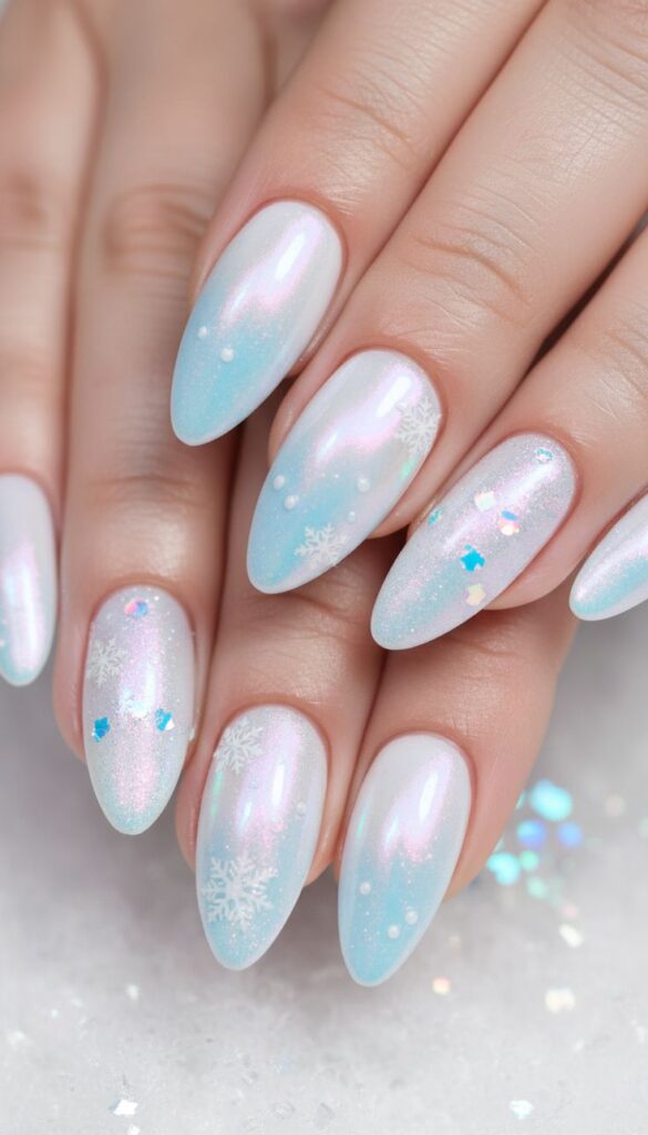 Icy Blue Glaze Nails
