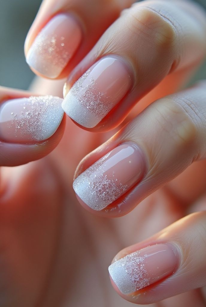 Frosted French Tip Nails