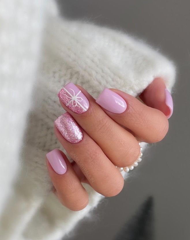 Pink Christmas Winter Nails