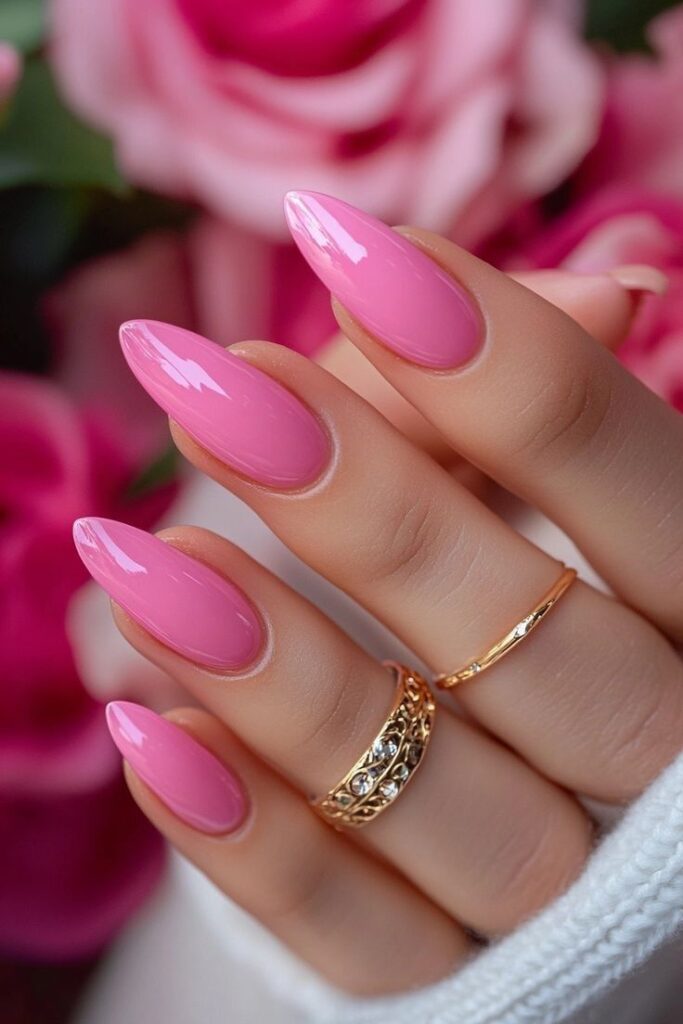 Candy Pink Almond Shape