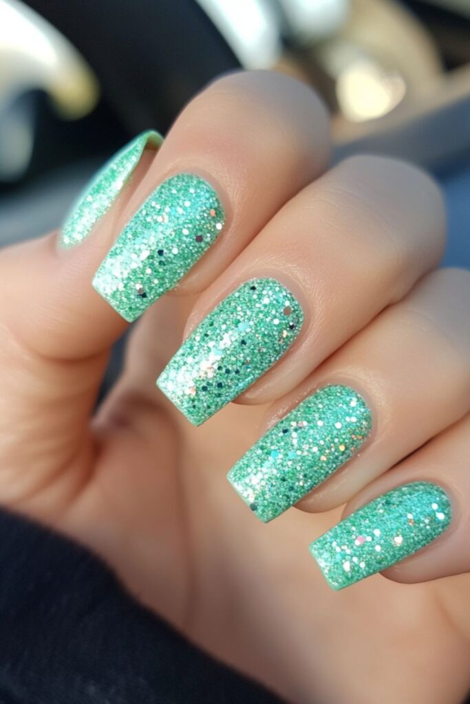 Mint Glaze With Glitter-Tip Confetti