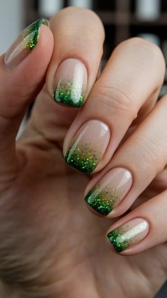 Glitter French Green Tips