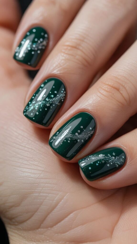 Deep Green Gel Nails for a Festive Touch