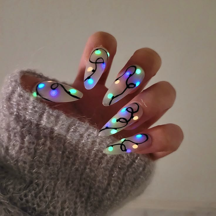 Christmas Lights Nails
