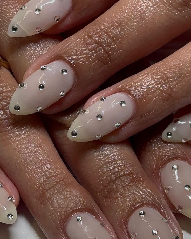 Frosted Stone Accent Nails