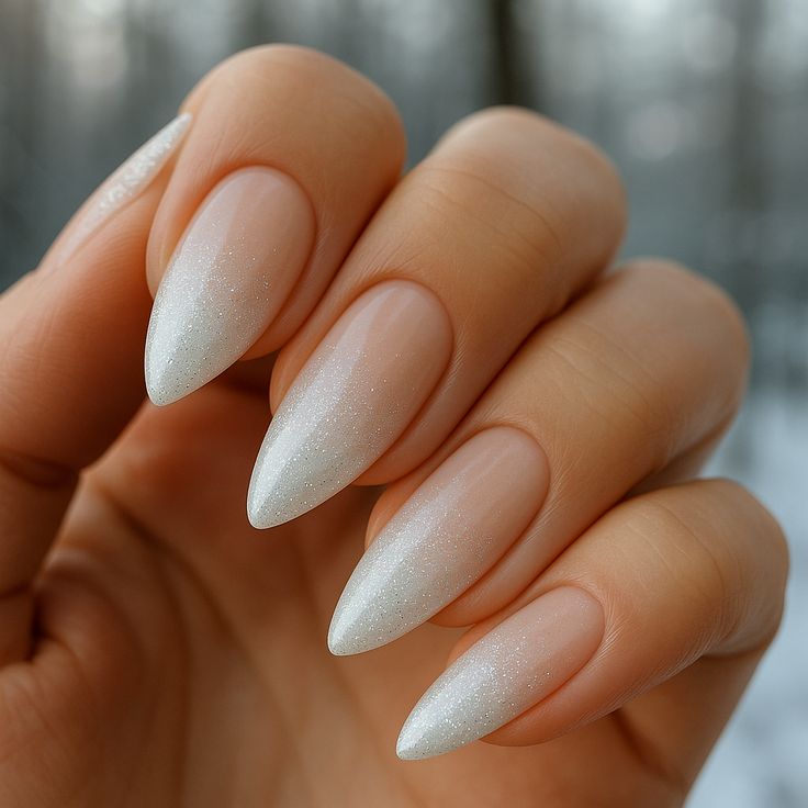 Soft White Ombre Nails