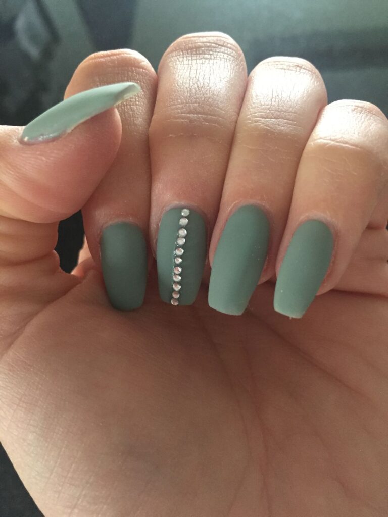 Matte Sage Mix And Match Nails