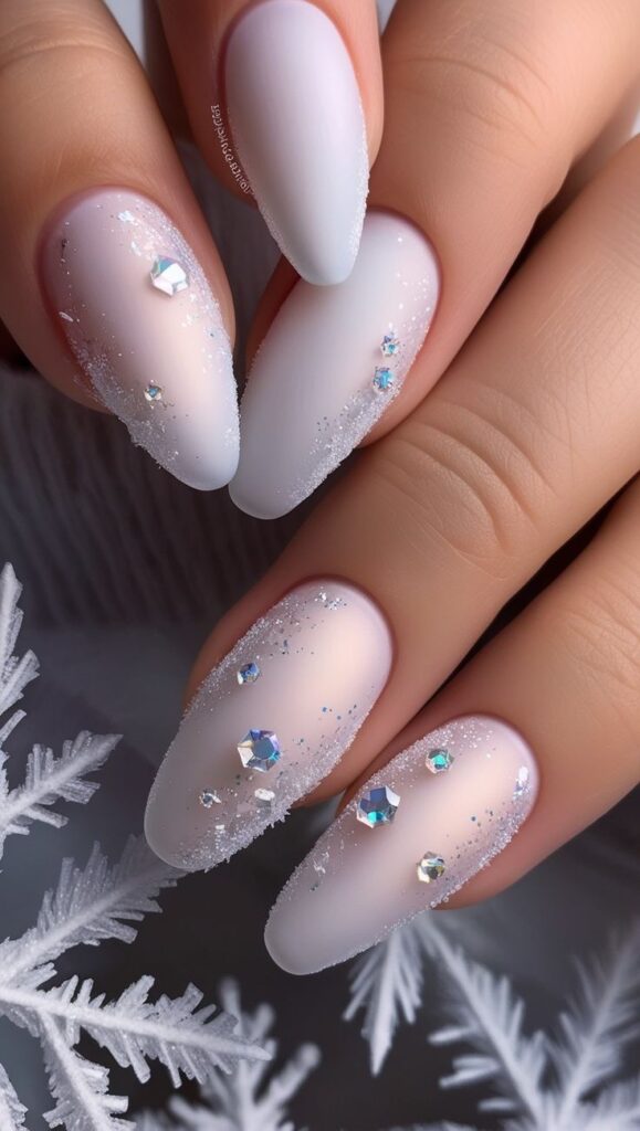 White Crystal Accent Nails