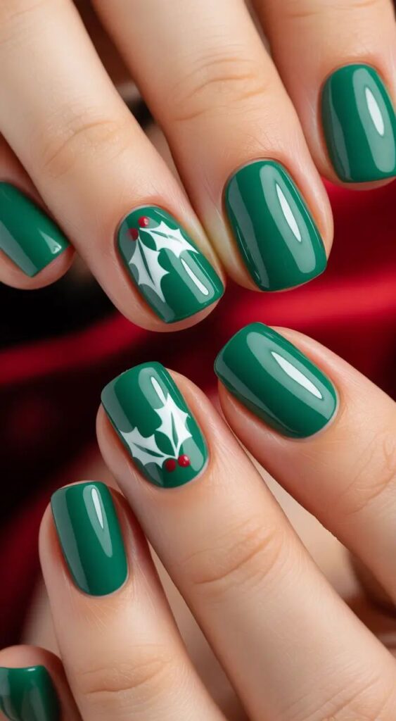 Green Holly Inspired Nails