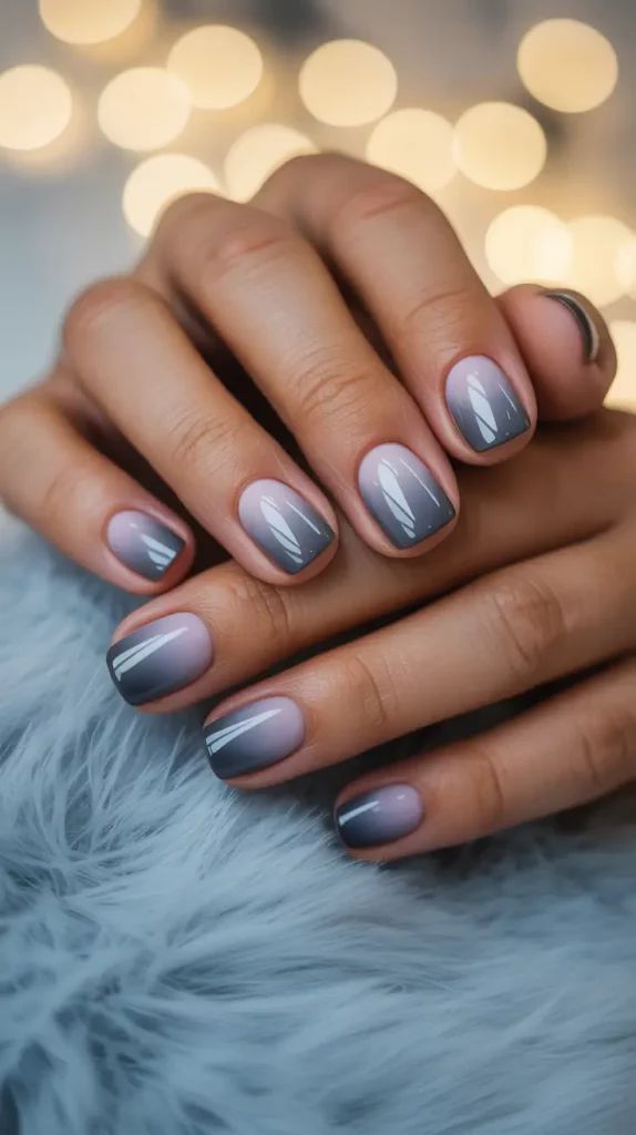 Icy Grey Short Nails