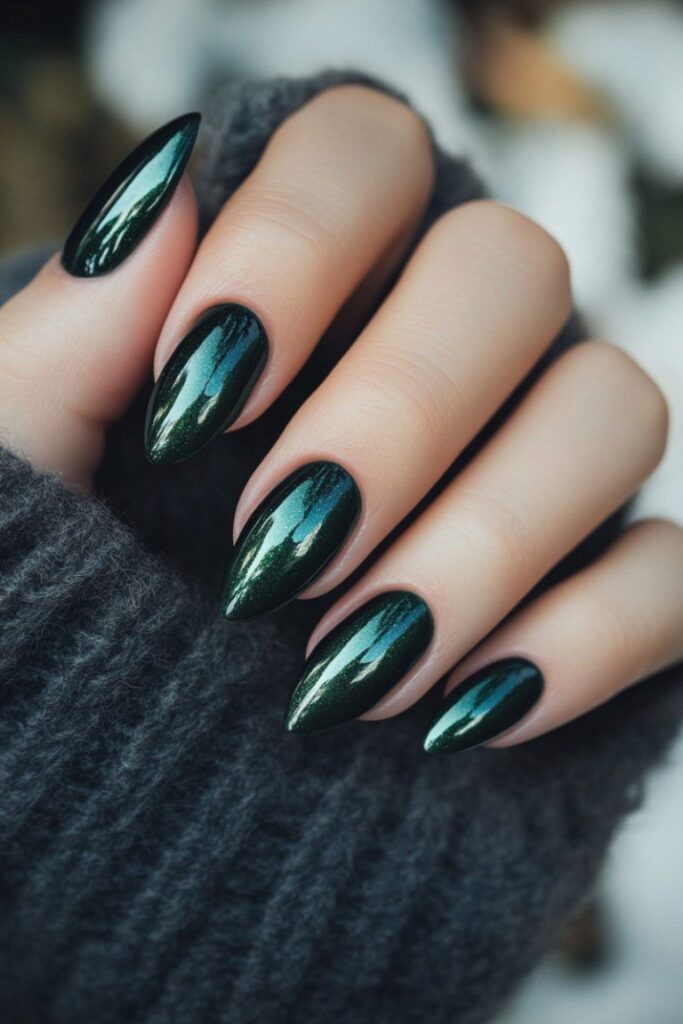 Deep Forest Green Nails