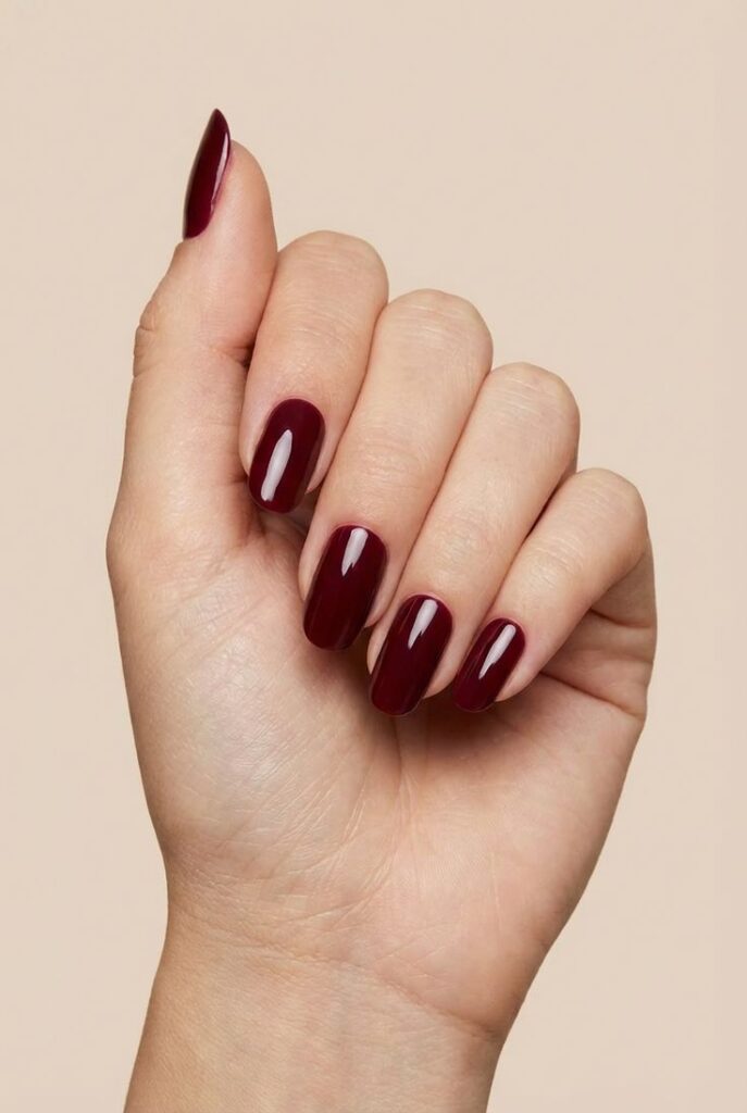 Glossy Burgundy Nails