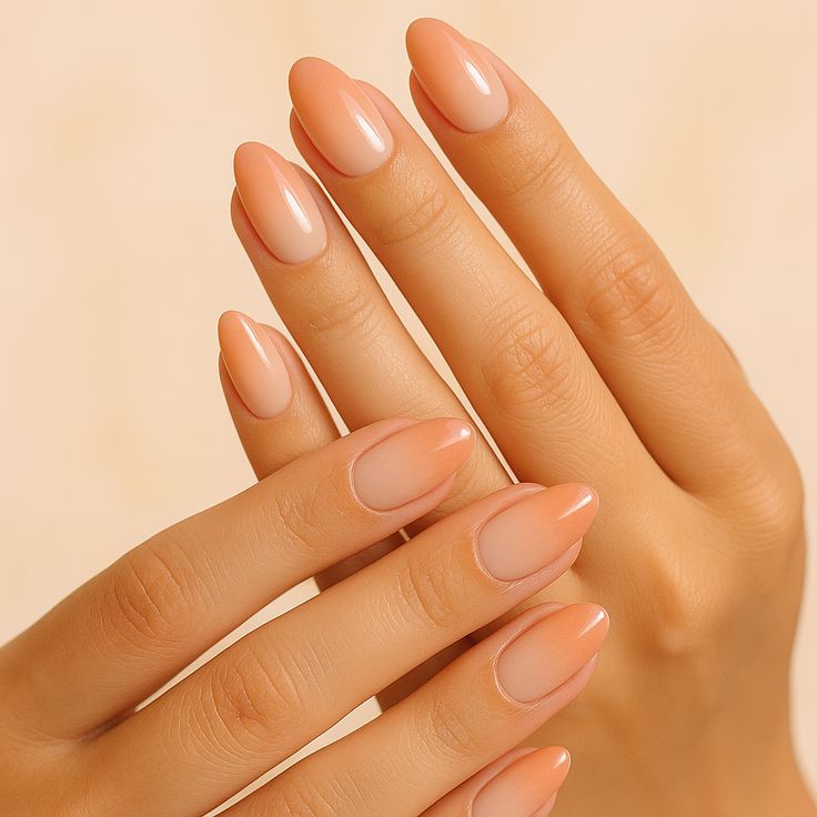 Peachy Nude Ombre Nails