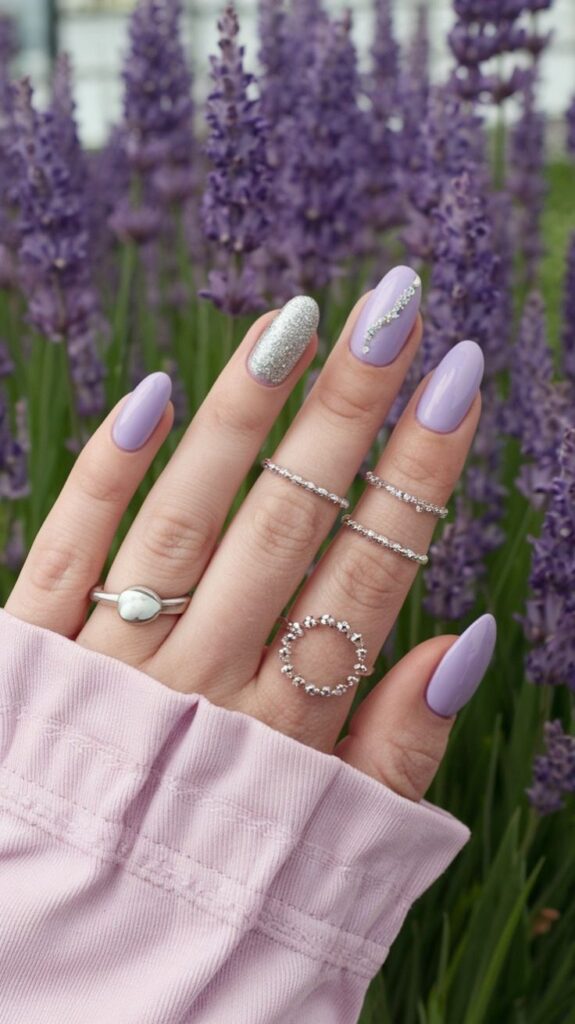 Lavender Sparkle Nails
