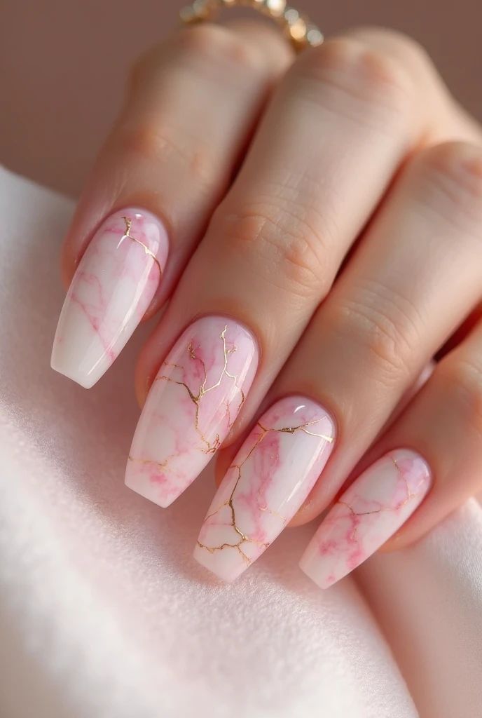 Blush Pink Marble Nails