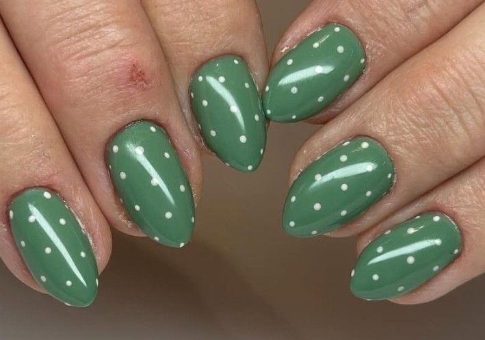 Glossy Matcha Green With Polka Accent