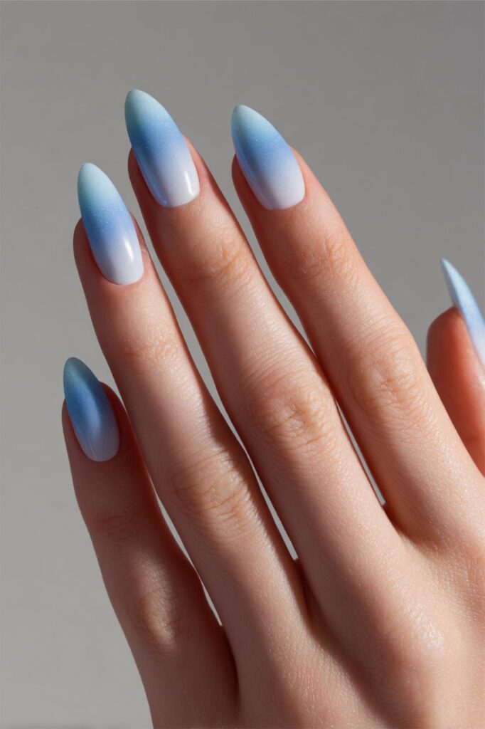 Icy Blue Ombre Nails