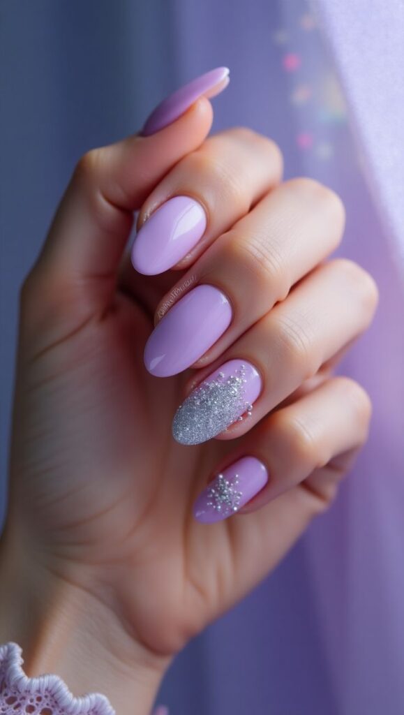 Frosted Lilac Tips Nails