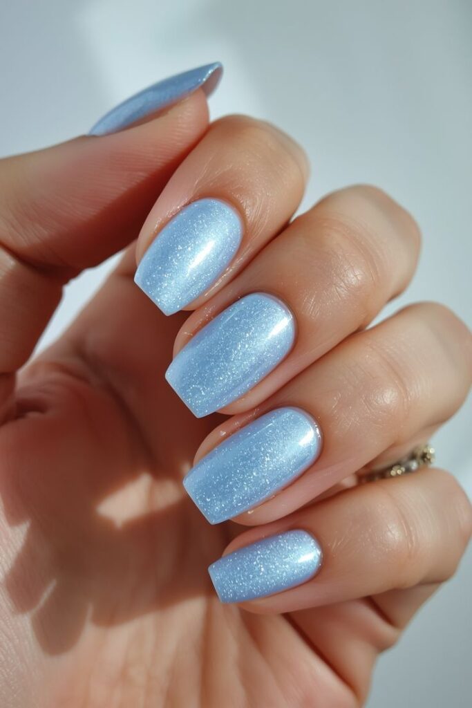 Icy Blue Gloss Nails