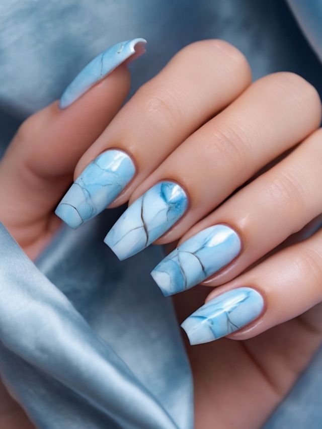 Icy Blue Nail Design
