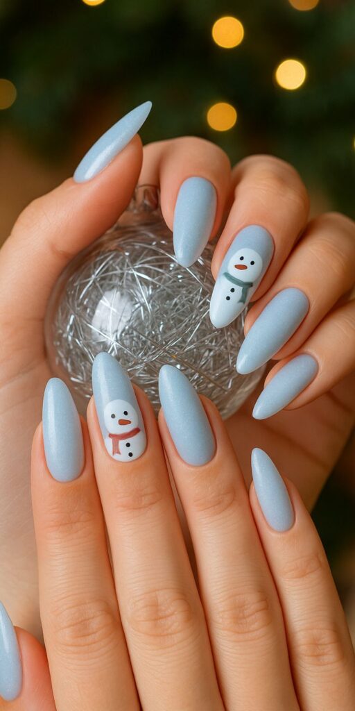 Snowman Accent Nails