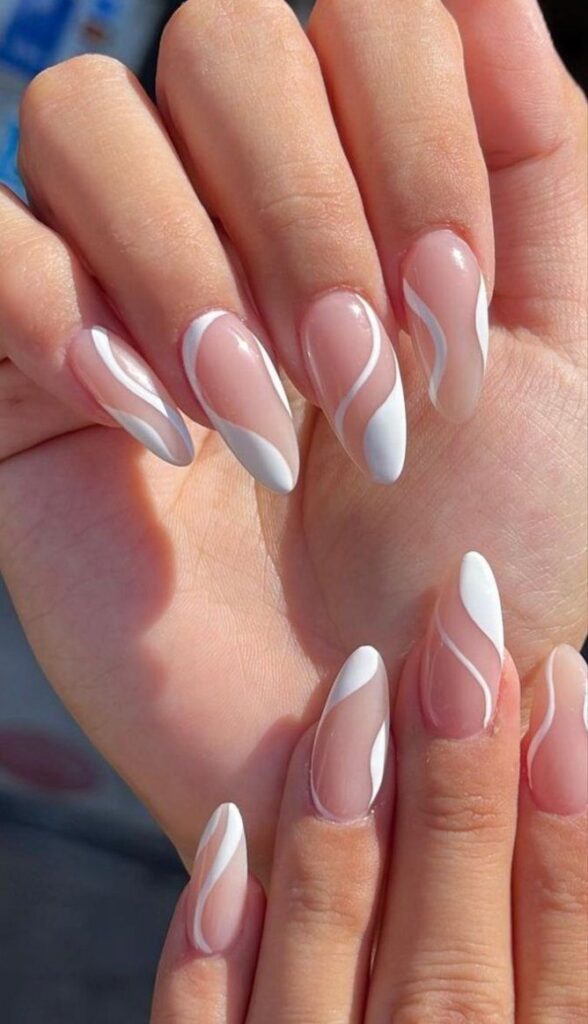 White Line Art Nails