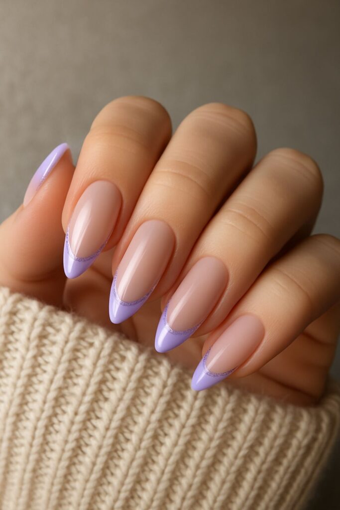 Frosted Lavender Tips Nails