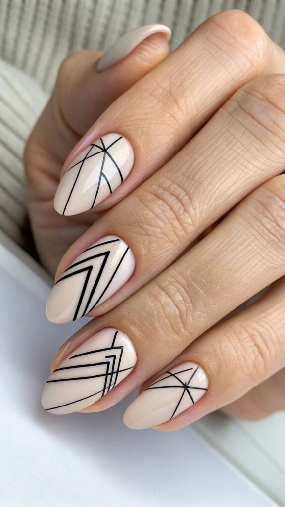 Minimal Line Art Deco Nails