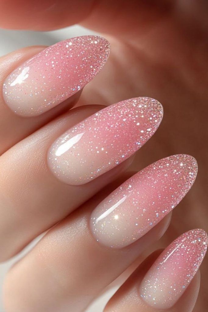 Blush Pink with Soft Glitter Veil