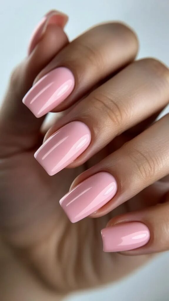 Soft Pink Square Nails