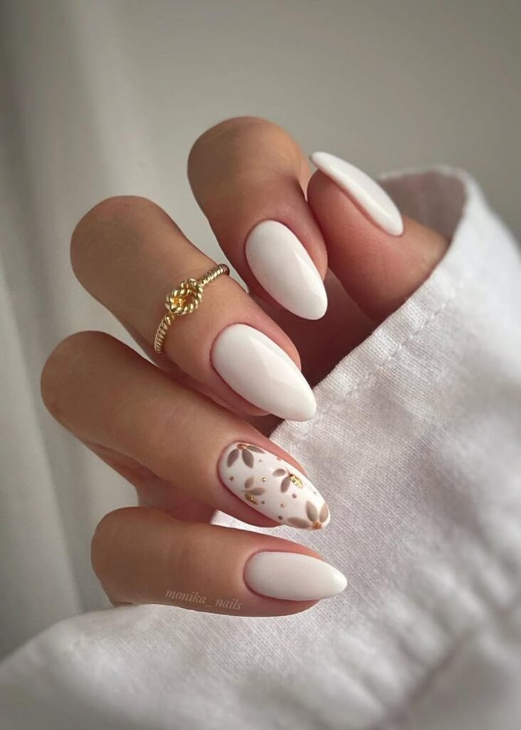 Simple White Accent Nails