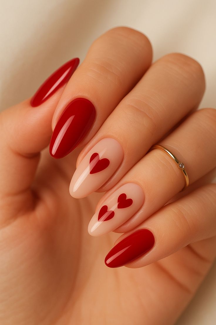 15 Red Valentine Nail Designs With Red Hearts That Feel Romantic and Modern