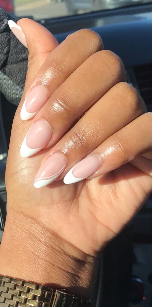 French Tip Almond Nails
