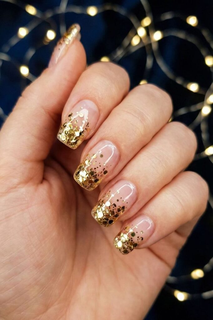 Gold Confetti Celebration Nails