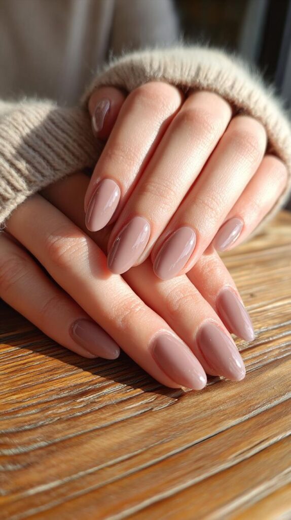 Glossy Taupe Nails