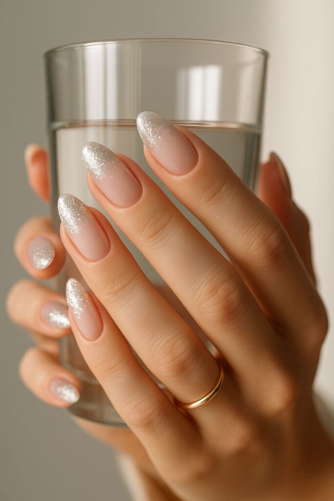 Silver French Party Nails