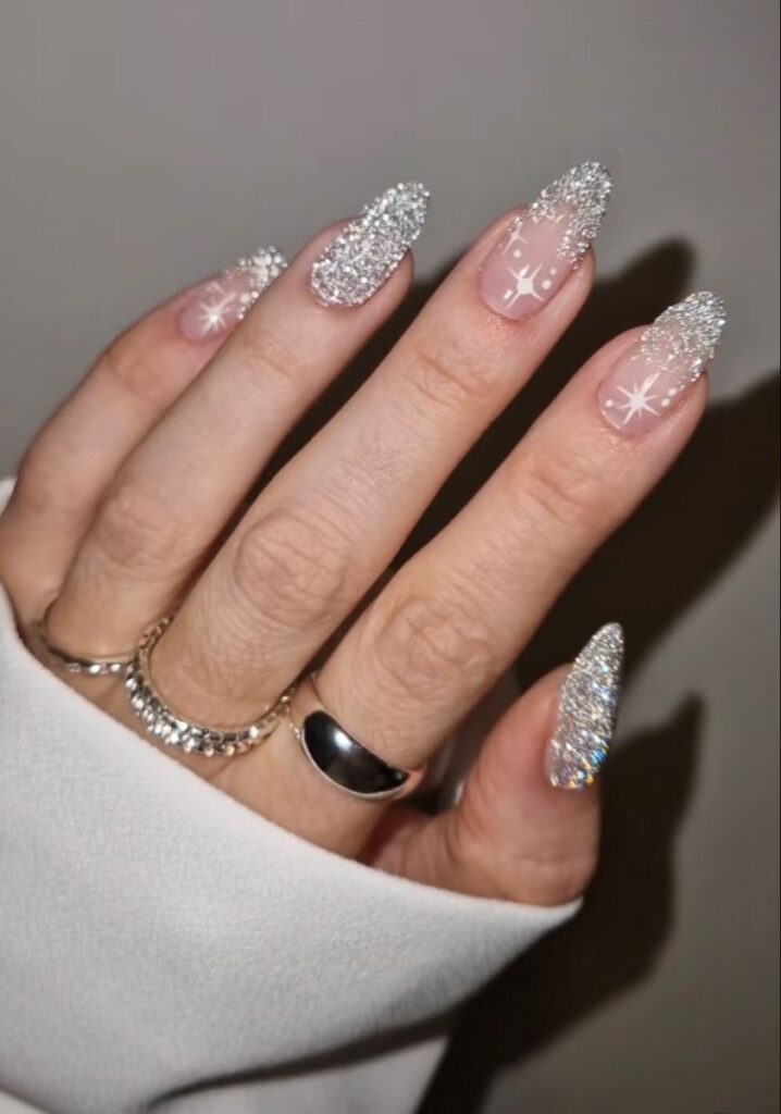 Silver Star Birthday Nails