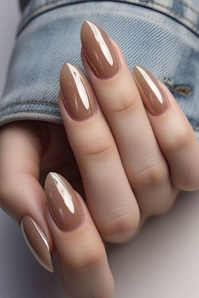 Glossy Taupe Nails