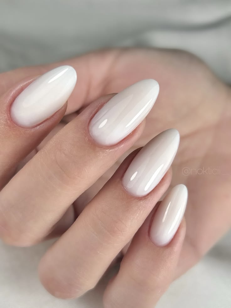 Milky White Gloss Nails