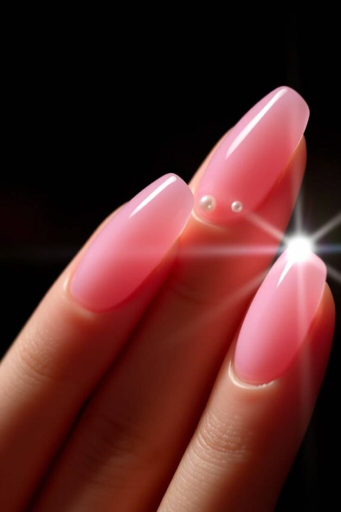 Sheer Pink Gloss Easter Nails