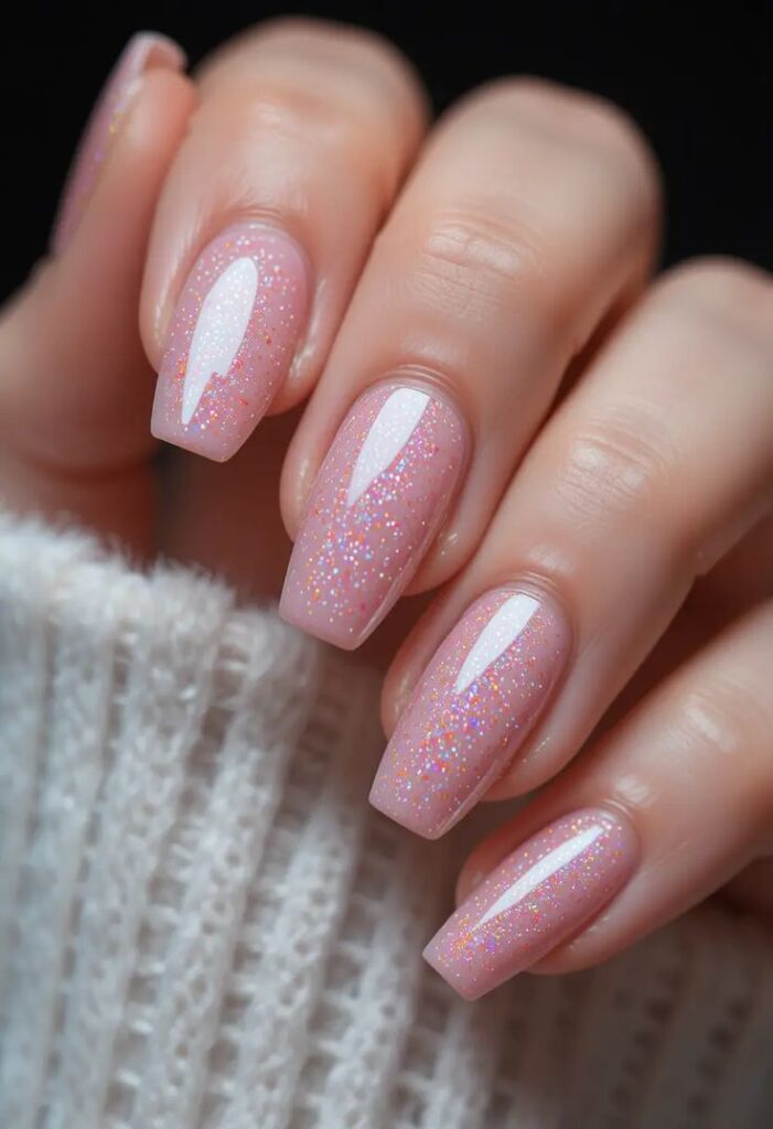 Sheer Pink with Glitter Accent