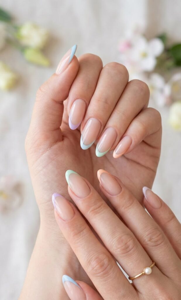 Pastel French Tip Nails