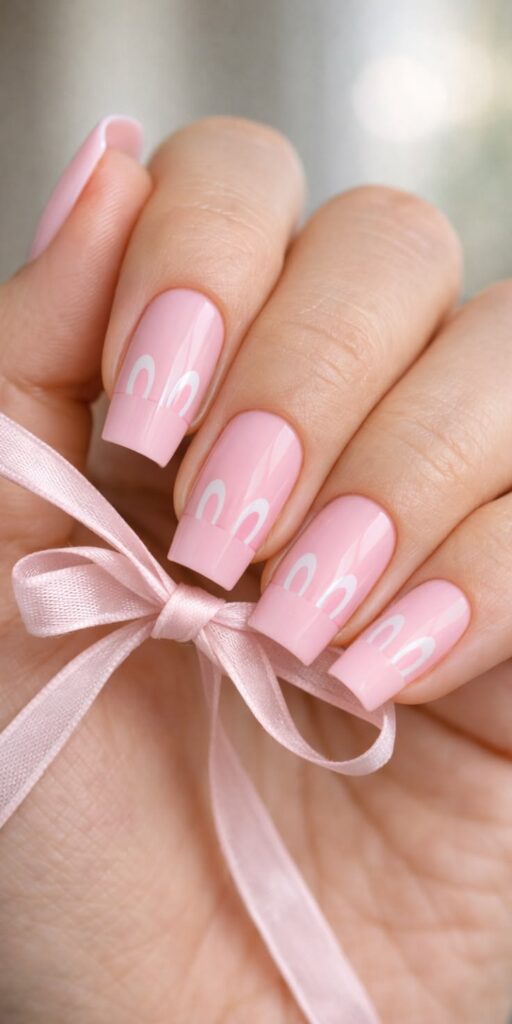 Soft Pink Bunny Accent Nails