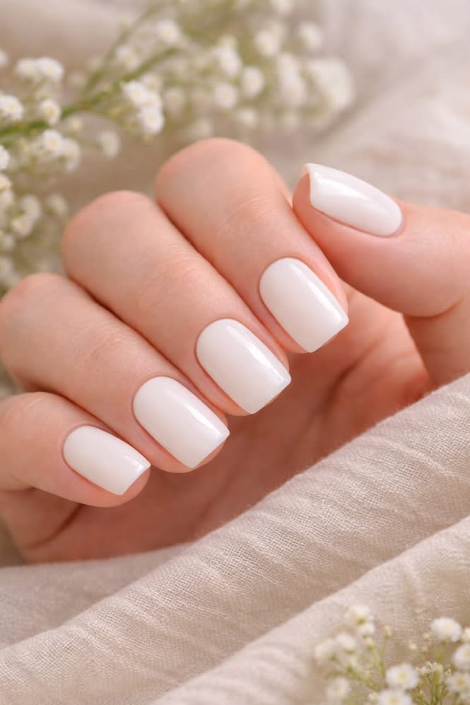 Milky White Minimal Nails